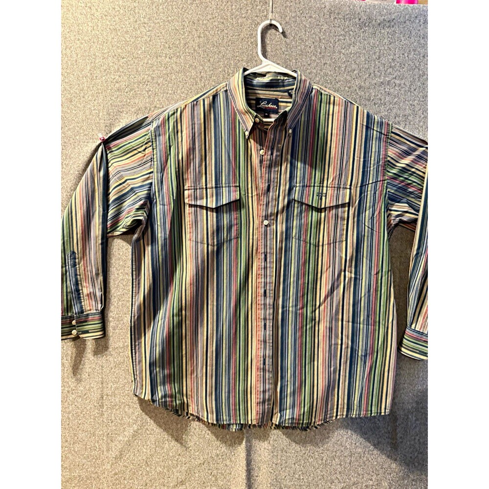 Lucchese Classics Men's Multicolor Striped 100% Cotton Button Down Shirt XL